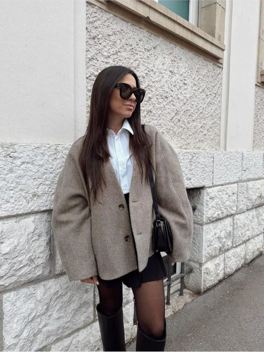 Luly - Vintage Beige Blazer Fall Jacket