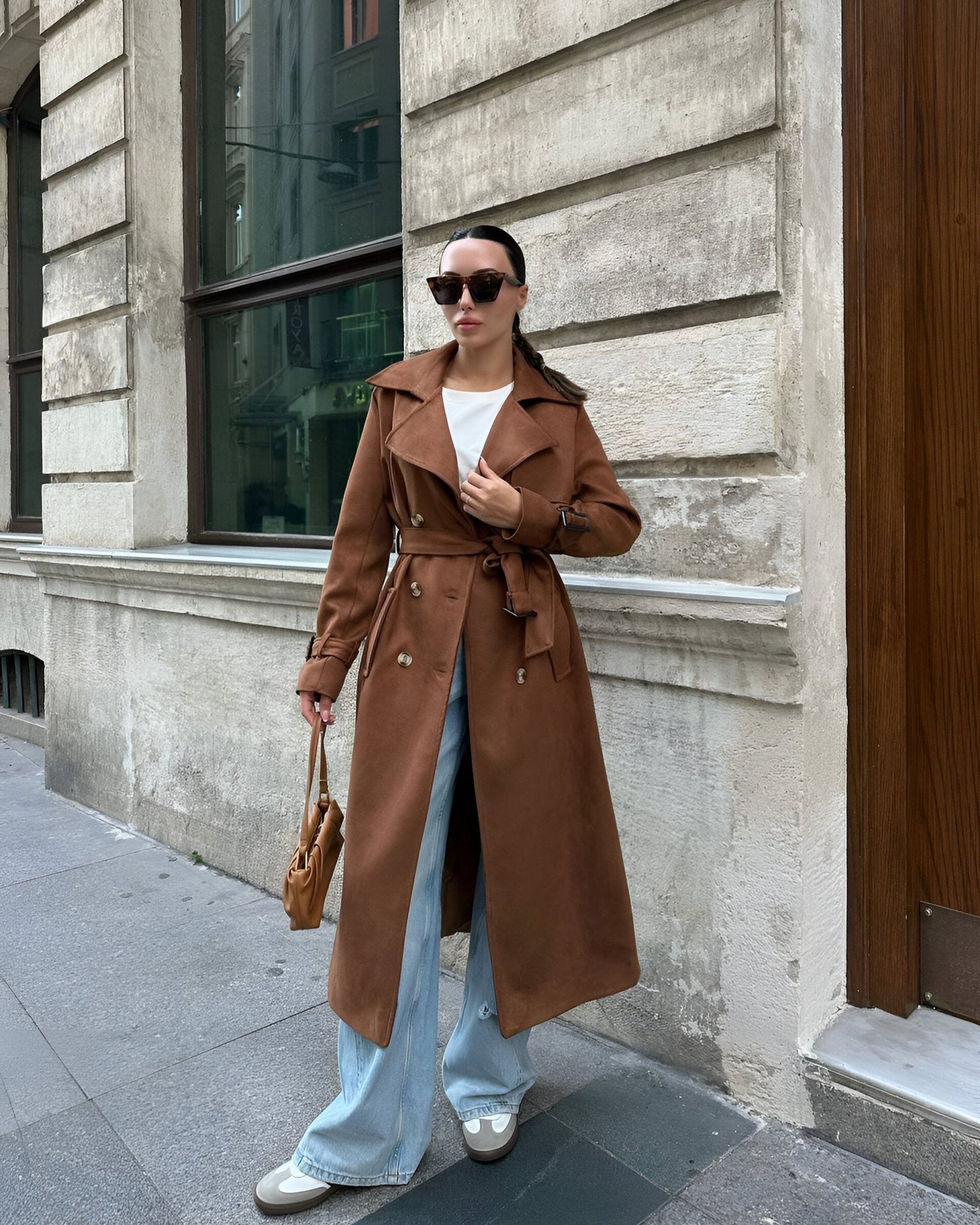 Luly -  Suede Trench Coat - Mocha