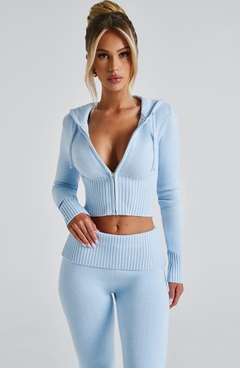 Luly - Portia Knit Hoodie - Baby Blue